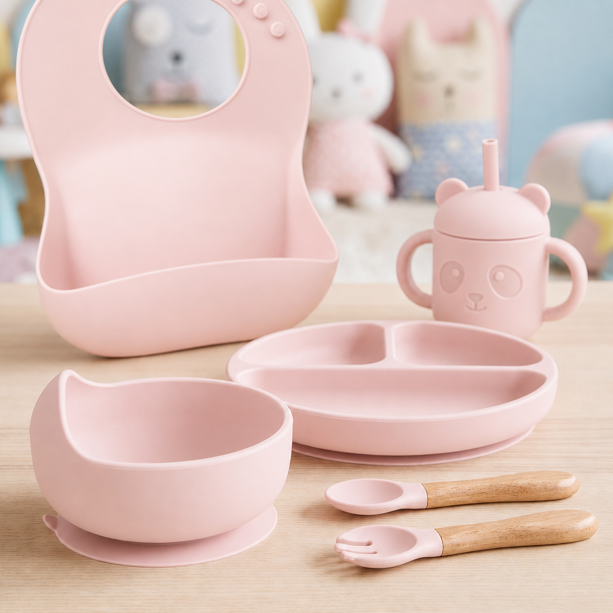 🧸 PandaGrip Set – סט האכלה מסיליקון שלא זז מהשולחן ומשנה את כל חוויית הארוחה של התינוק
